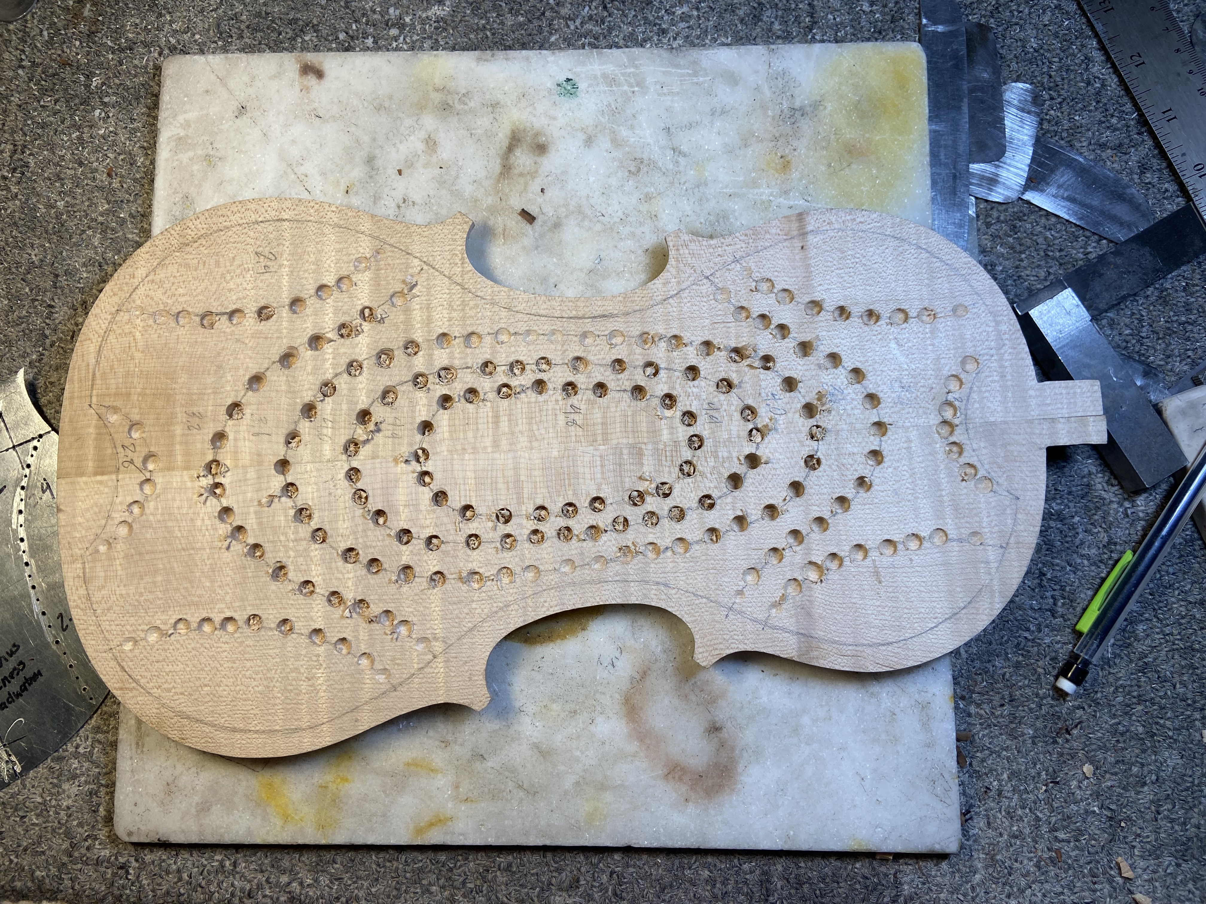 back insded depths drilled