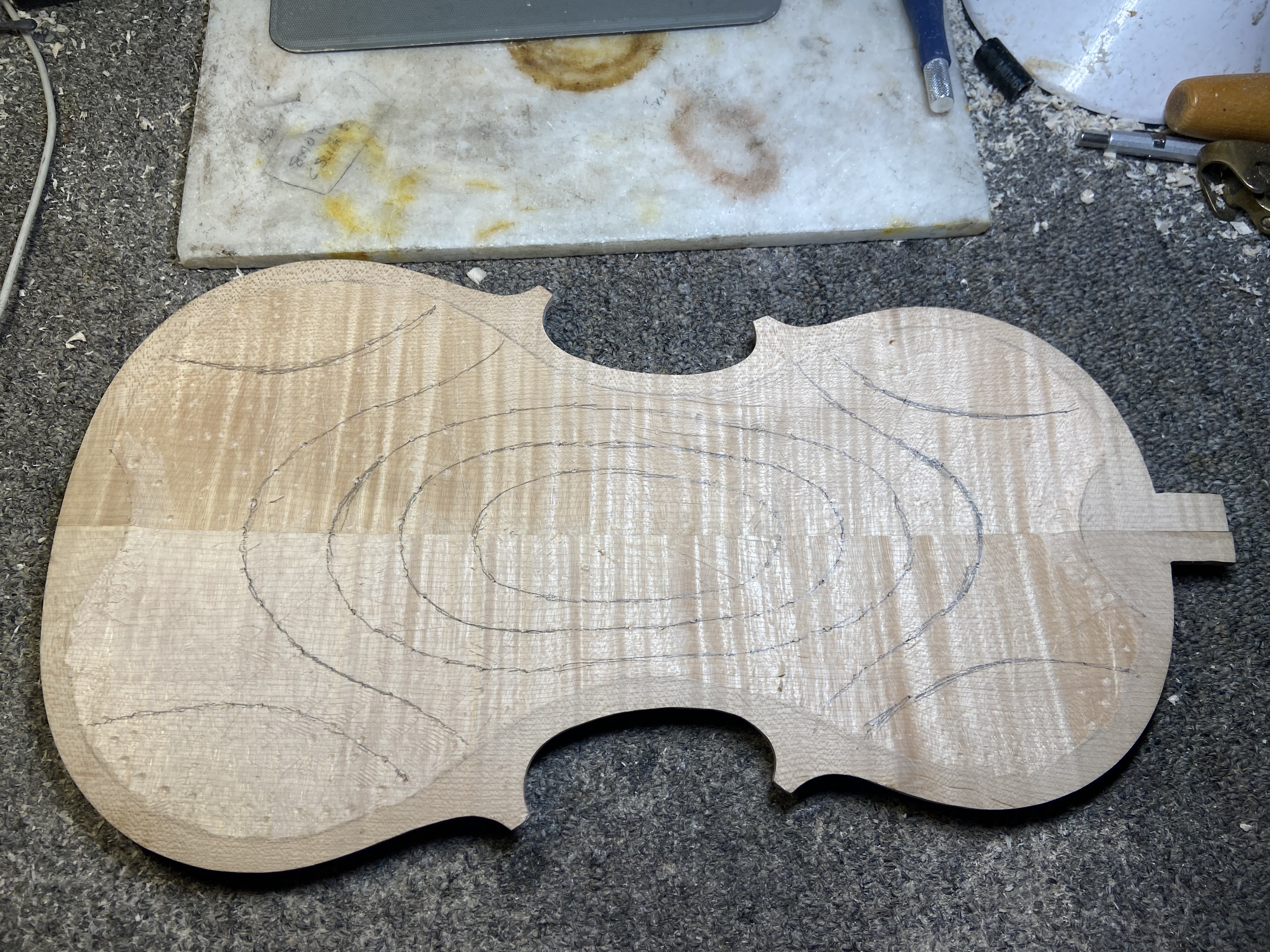 back inside carving and measureing