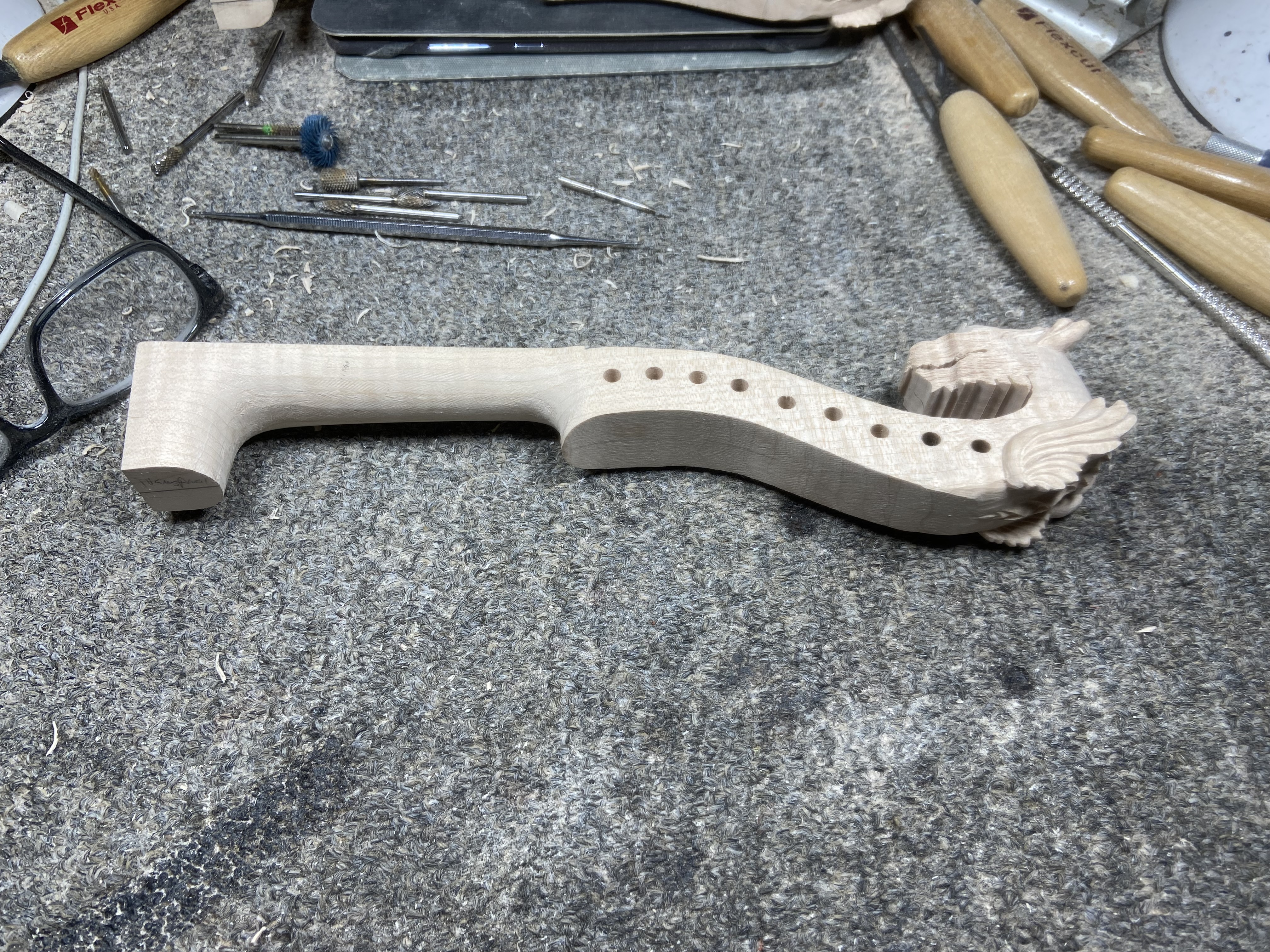 dragon carving in progress