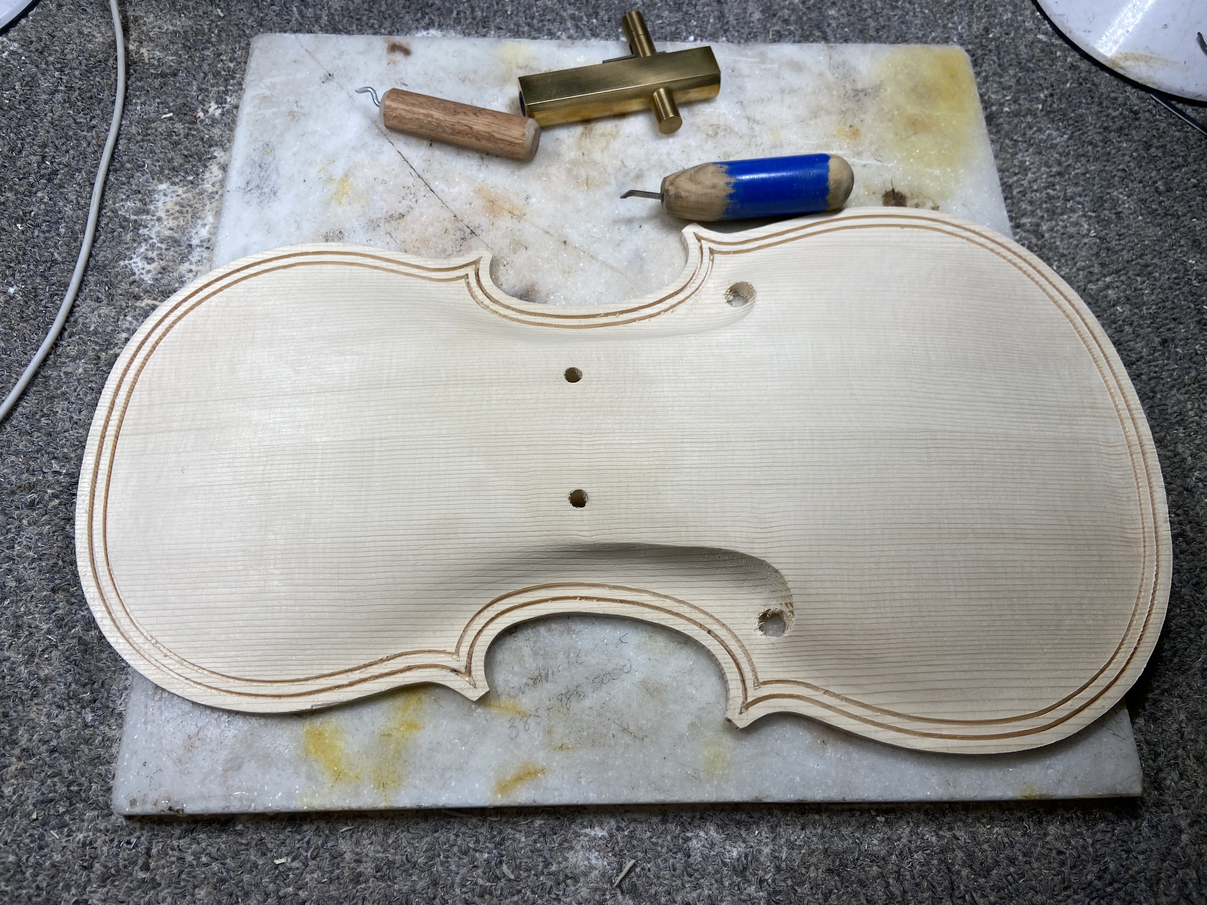 front purfling grooves carved